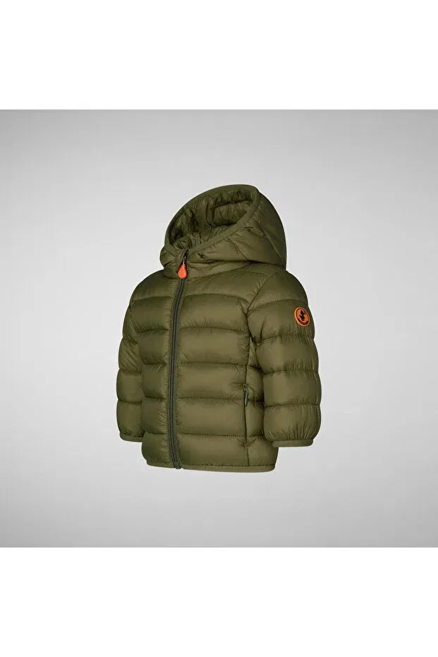 Детский пуховик для девочек с капюшоном Wally Save The Duck, Khaki — фото 3