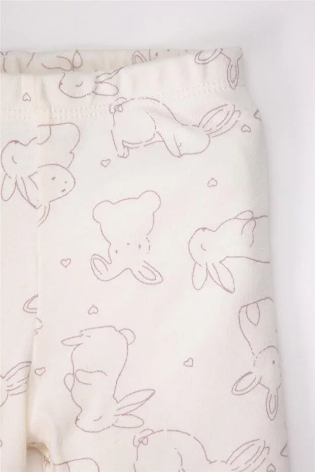 Детские леггинсы для девочек хлопковые комплект 2 шт Interlock tights 2-pack (cute bunny) Bebetto, Purple — фото 3