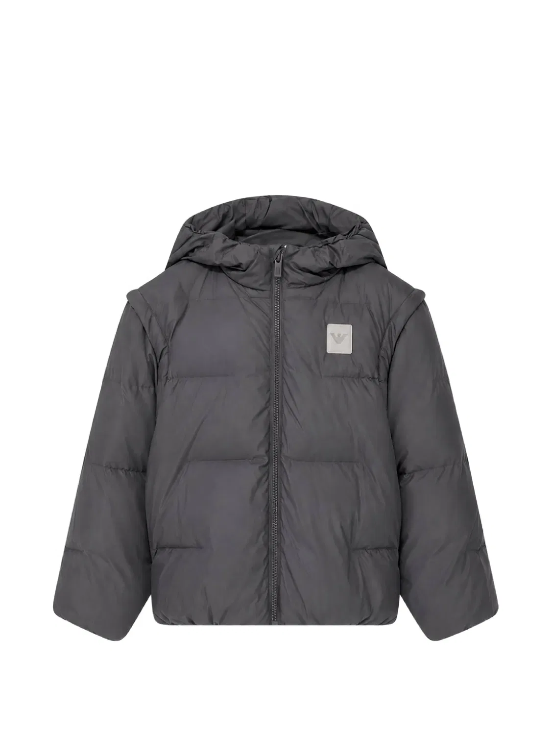 Стеганая куртка с капюшоном Emporio Armani Kids, серый