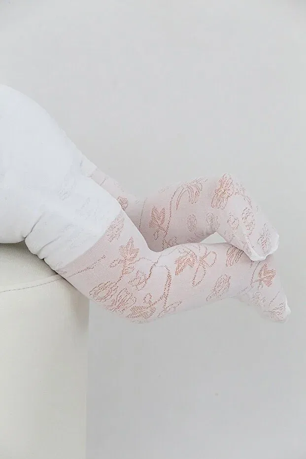 Детские колготки для девочек с принтом Arıcık baby pantyhose Daymod, White