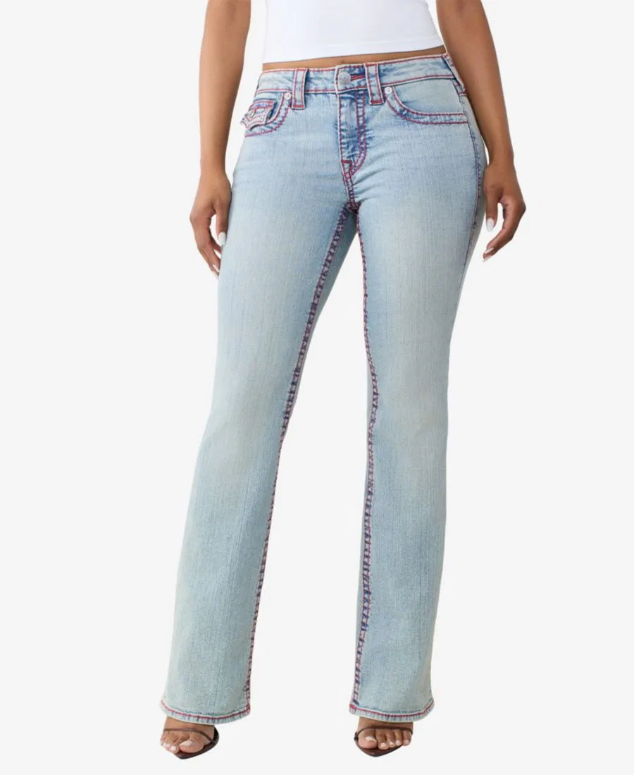 Джинсы клеш с заниженной талией, с контрастной строчкой True Religion, Blue — фото 2