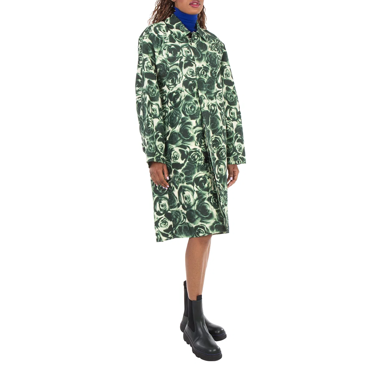 Плащ с принтом Long All Over Rose Print Raincoat Burberry, Ivy Ip Pattern — фото 4