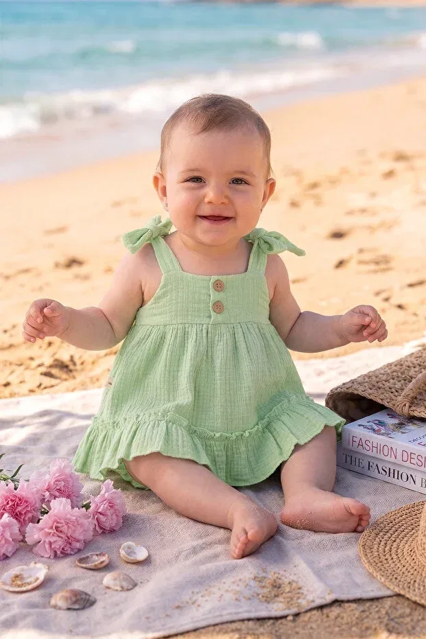 Детское платье для девочек хлопковое Babymod, Green — фото 2