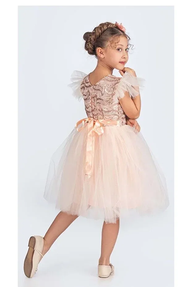 Детское платье для девочек из тюля Mnk Baby&Kids, Salmon — фото 4