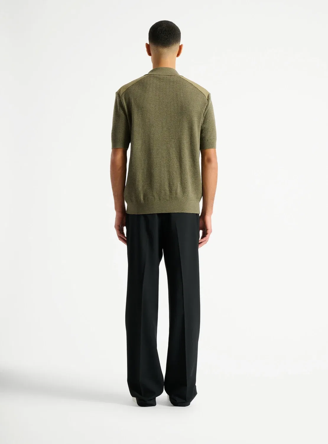 Винтажное поло Balmain Utility из ребристого трикотажа, хаки — фото 3