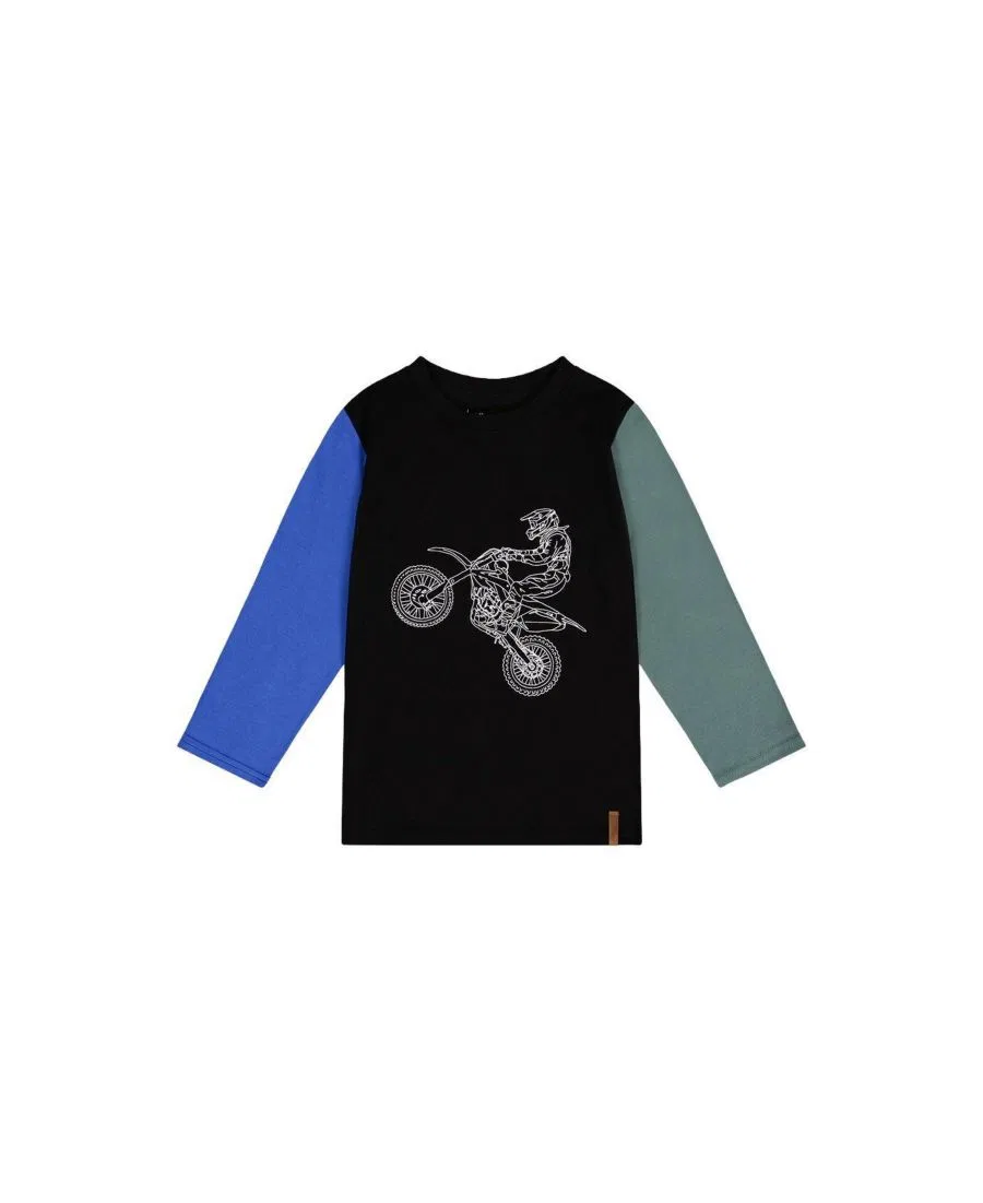 Футболка с длинным рукавом с принтом Deux par Deux, Black Blue And Green