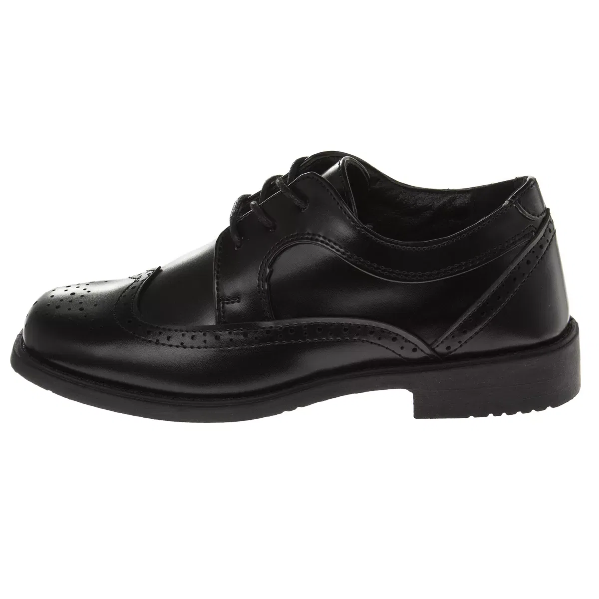Детские кожаные оксфорды на шнуровке Wingtip Oxford Josmo Shoes, Black — фото 3