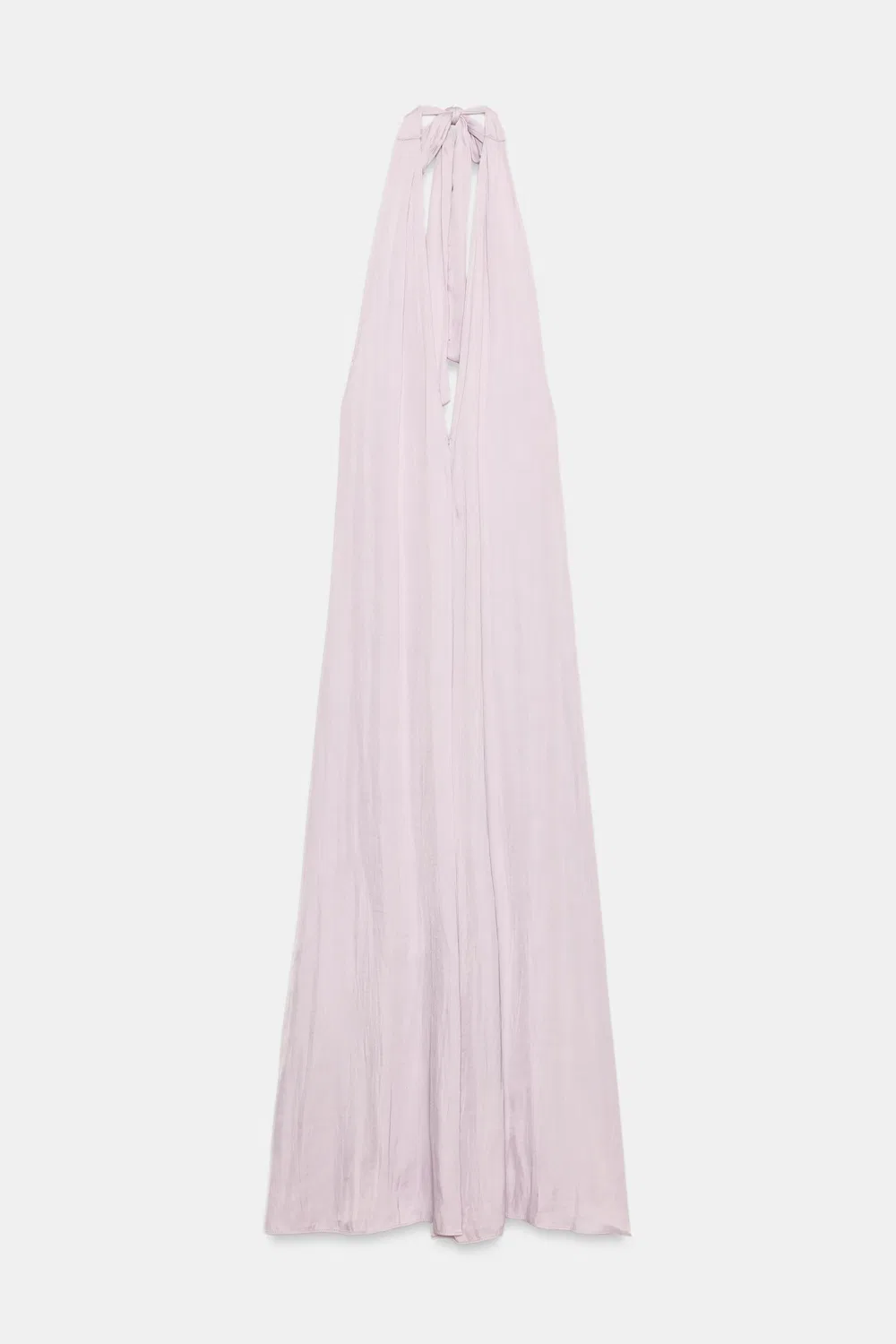 Атласное платье миди с завязками на шее ZARA, Lilac — фото 3