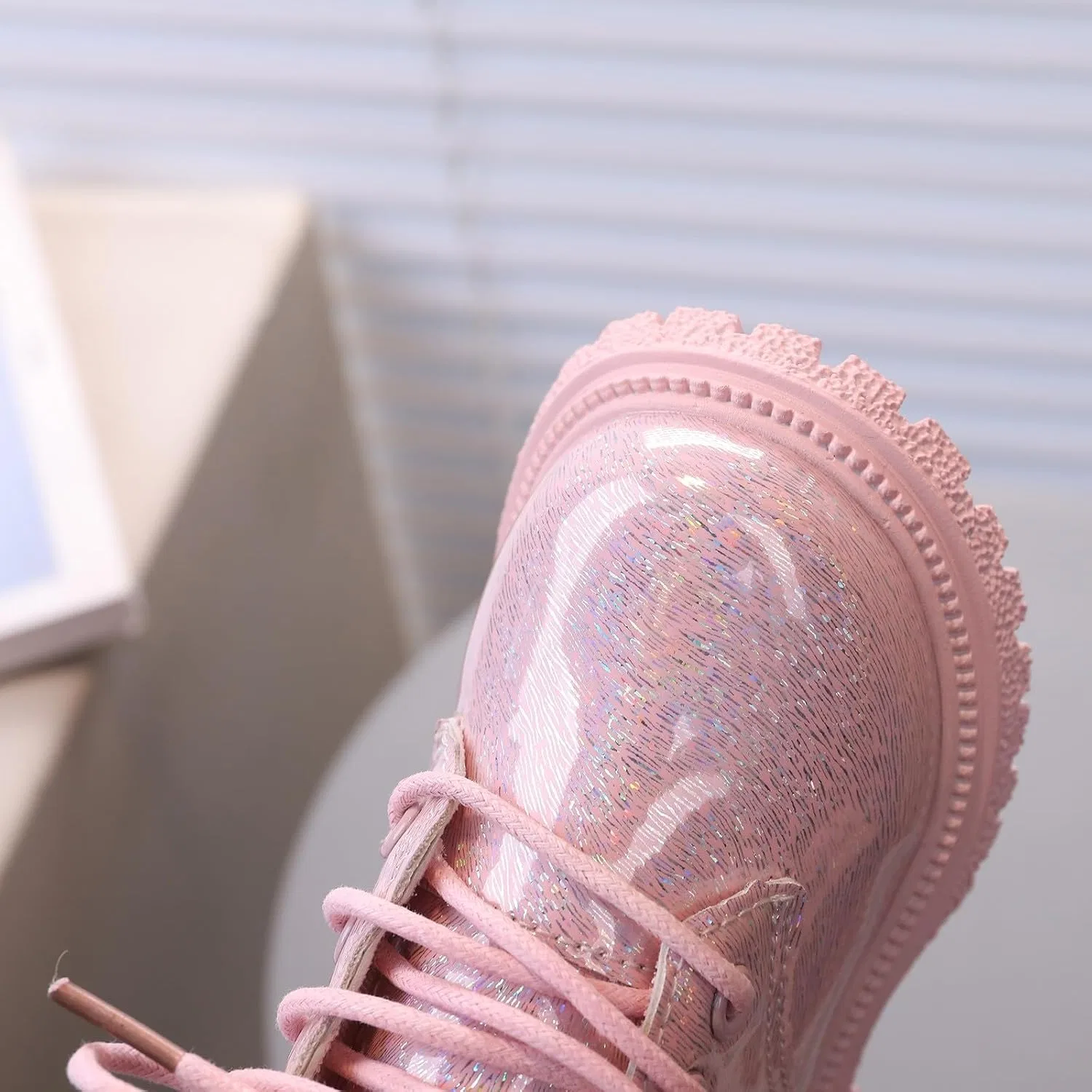 Детские зимние ботинки на шнуровке с боковой молнией IWIHMIV, Pink — фото 3