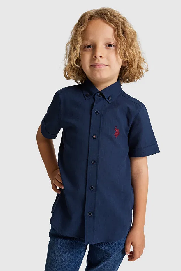 Детская рубашка для мальчиков с коротким рукавом U.S. Polo Assn., Navy Blue — фото 3