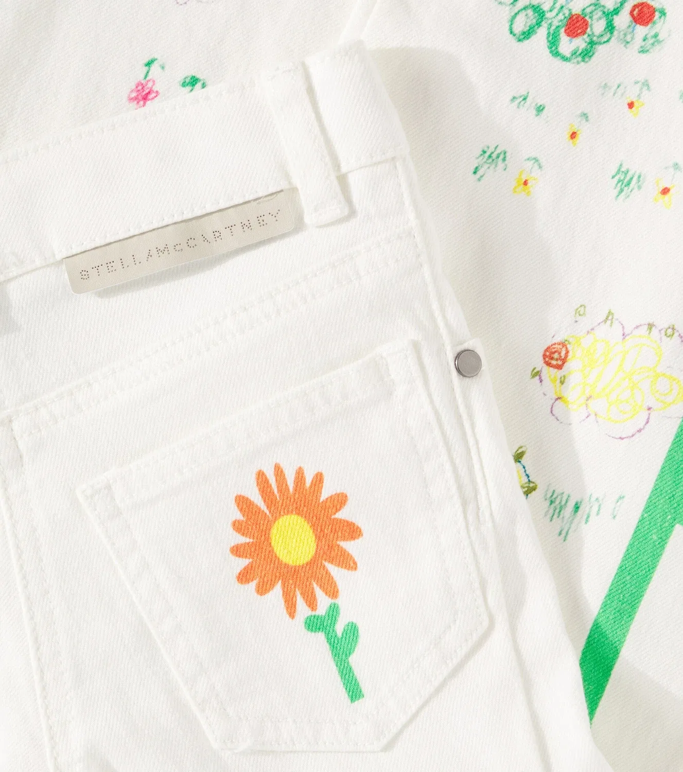 Джинсы прямого кроя с принтом Stella Mccartney Kids, белый — фото 3