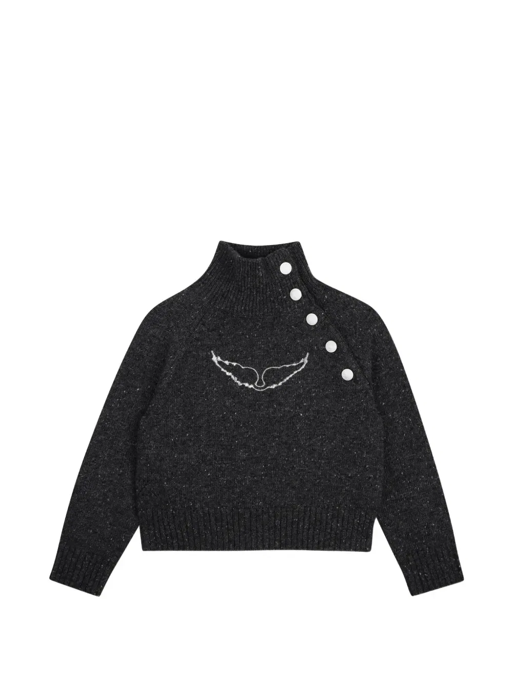 Свитер с пуговицами и вышивкой Zadig & Voltaire Kids, черный