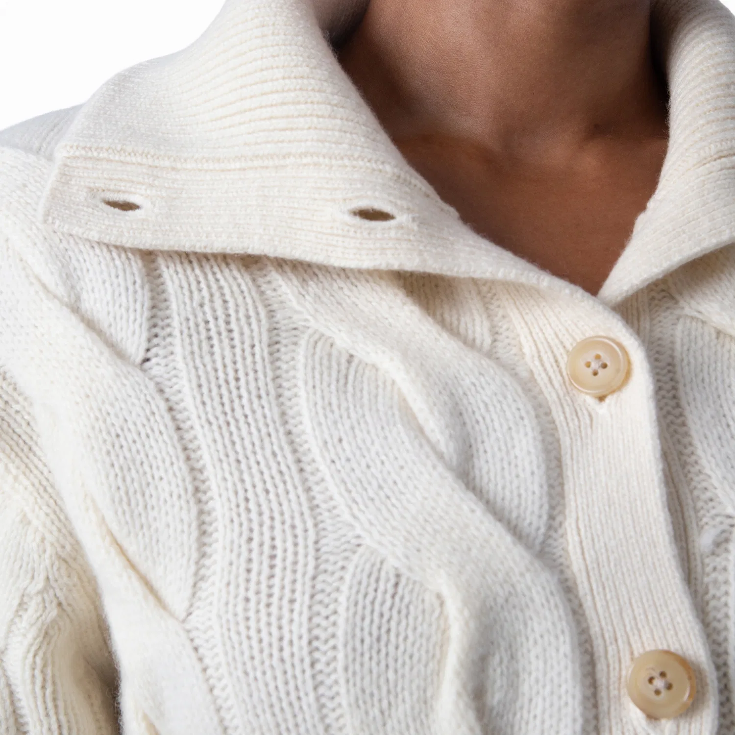 Кардиган с косами из шерсти и кашемира Cable-Knit Wool Cashmere Cardigan Polo Ralph Lauren, White — фото 4