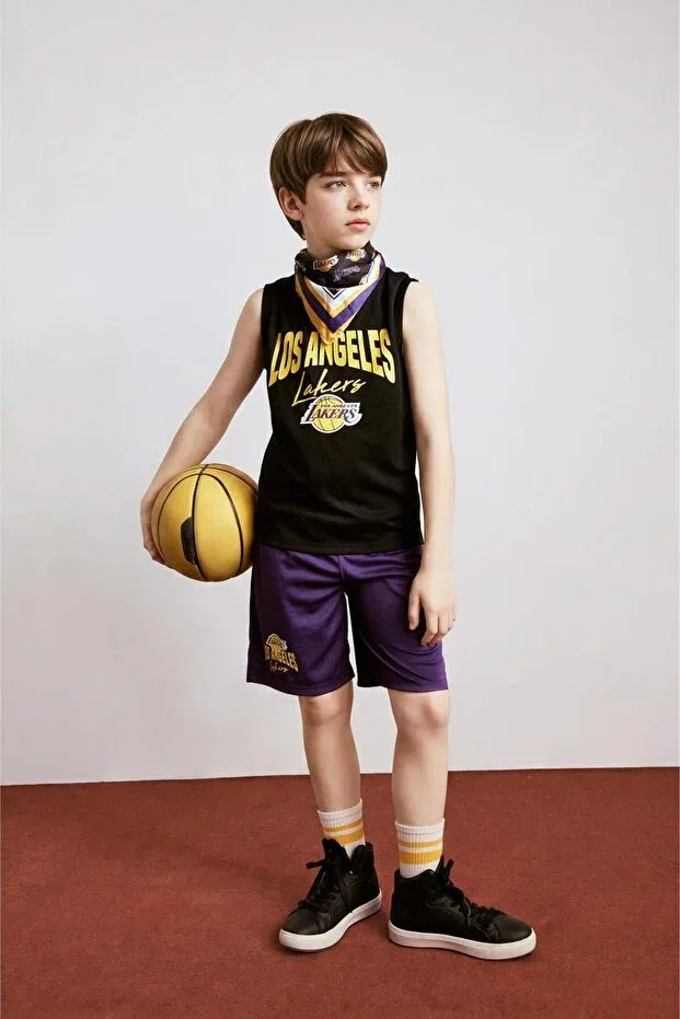 Детская майка для мальчиков с принтом NBA Los Angeles Lakers Crew Neck Undershirt Defacto, Black-Bk81 — фото 2