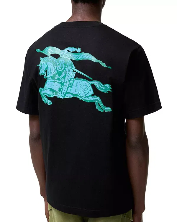 Мужская футболка с принтом Heritage Logo Cotton T-Shirt Burberry, черный — фото 2