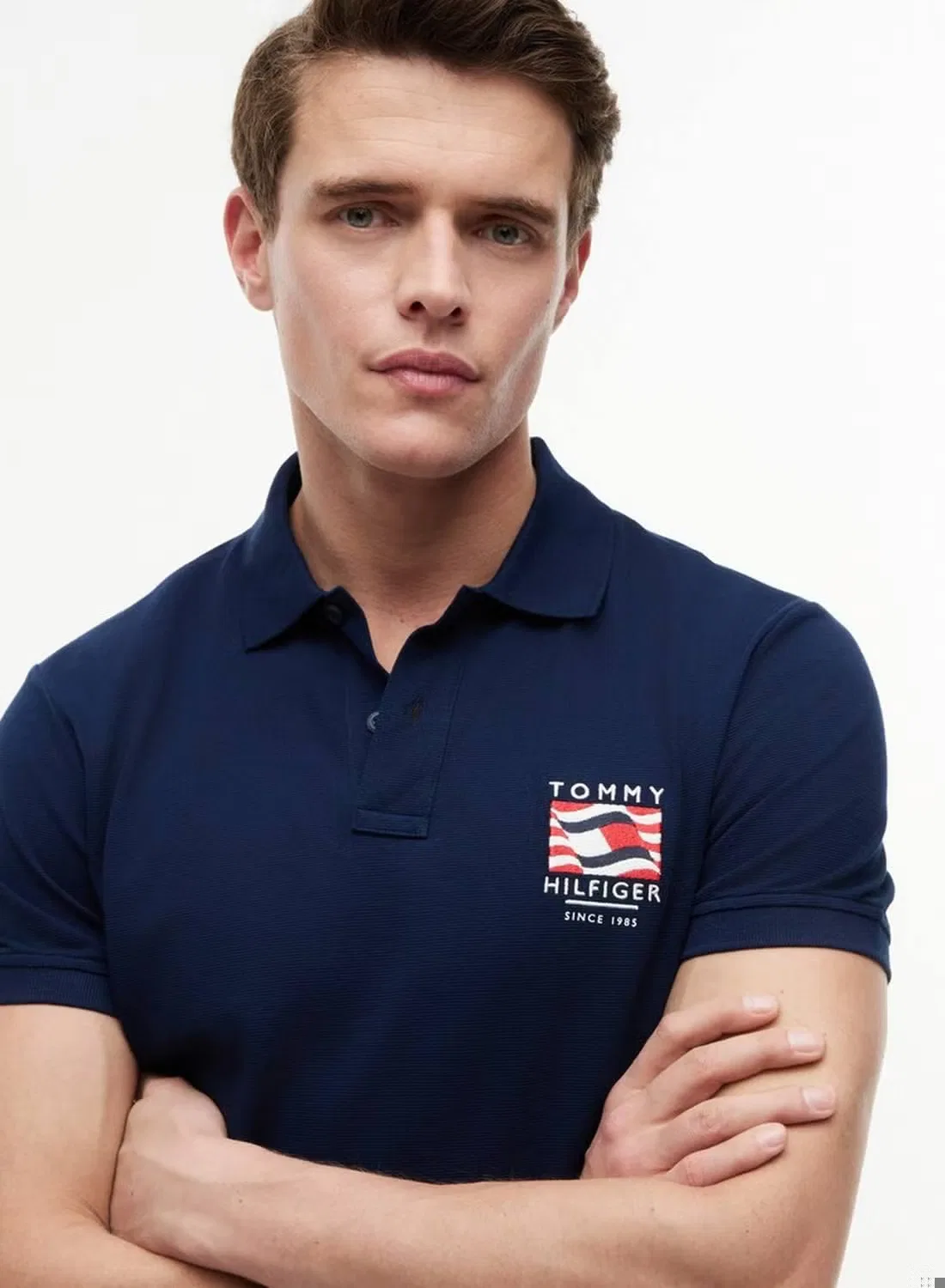 Поло с волнистым флагом Regular Fit Tommy Hilfiger, темно-синий — фото 2