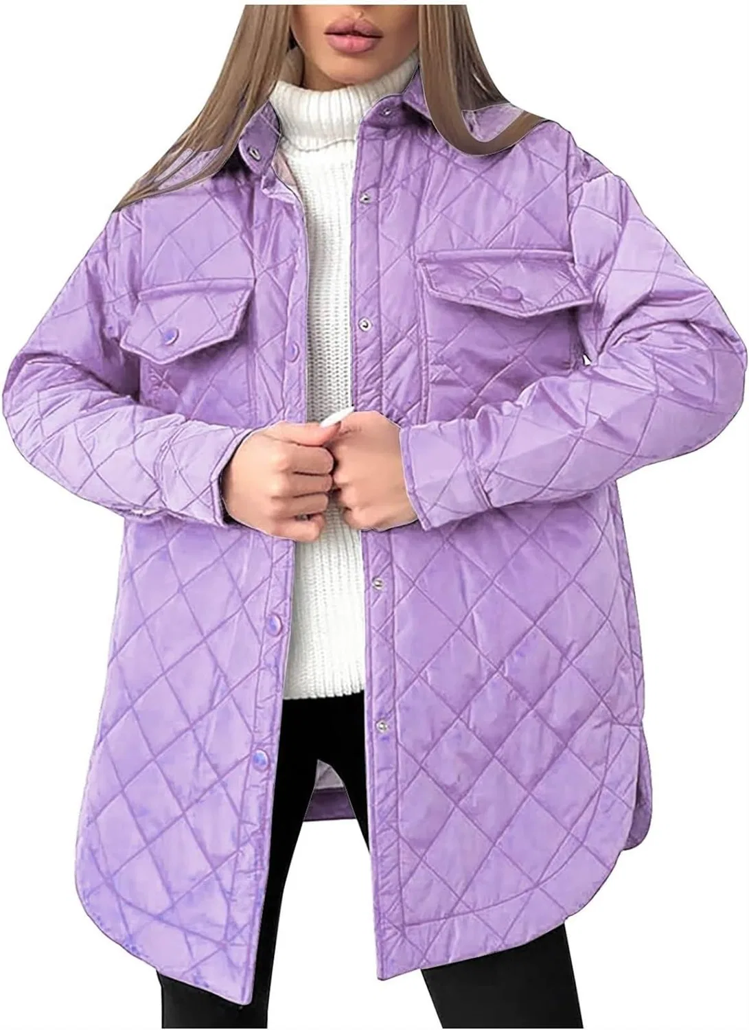 Женское утепленное пальто-пуховик с капюшоном, Purple