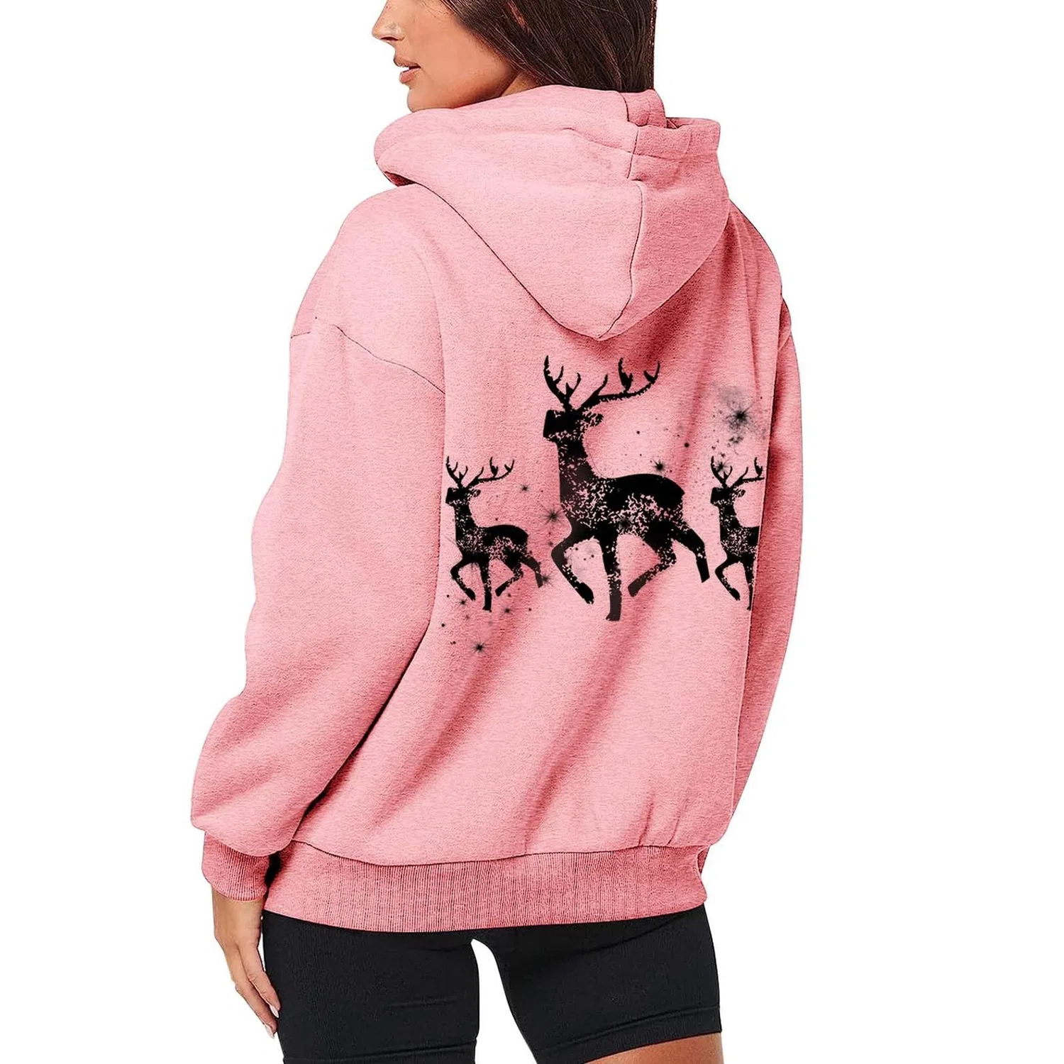 Женское пальто с капюшоном и длинным рукавом Moda Moda Natale Stampato, rosa