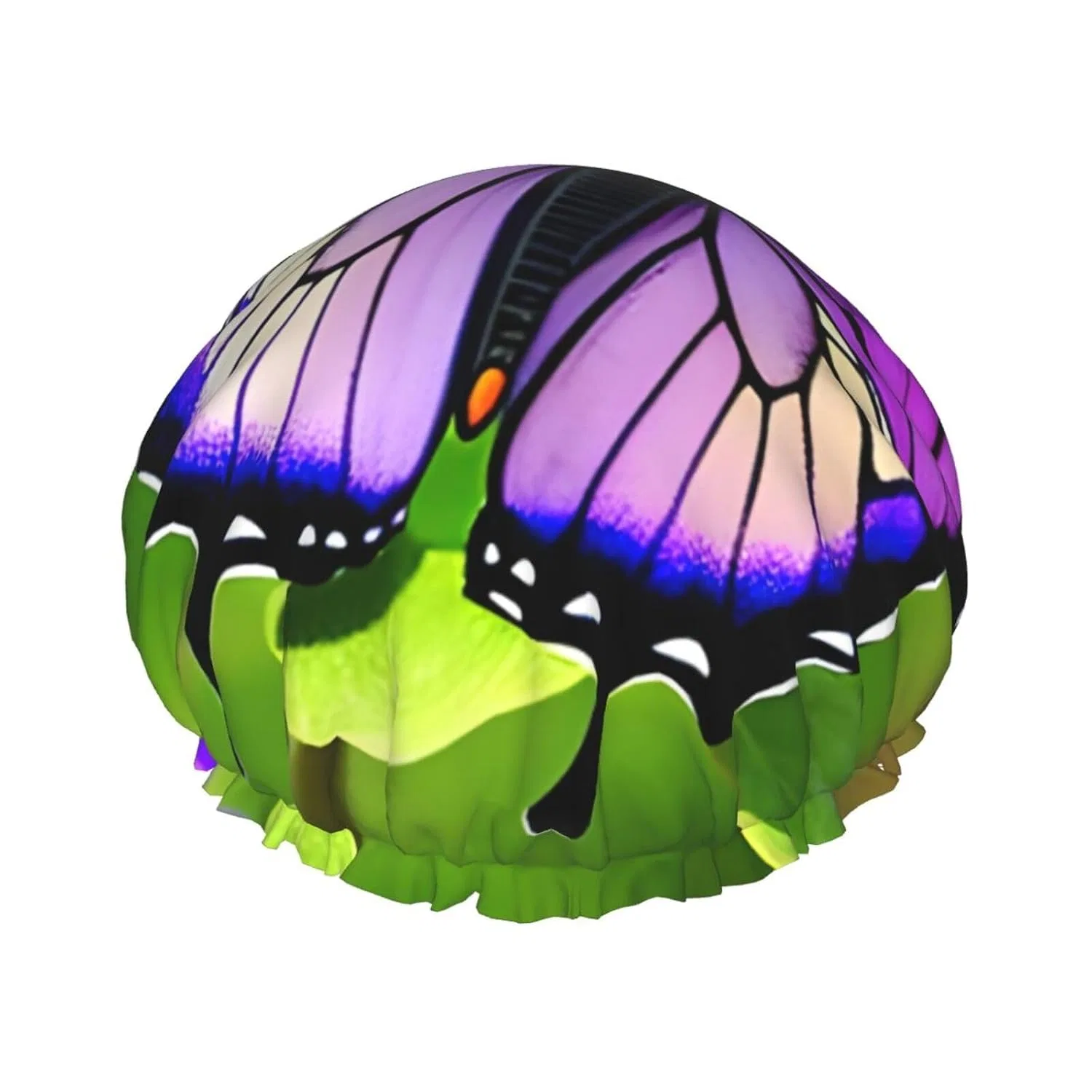 Двухслойная шапочка для душа с бабочками, BREAUX, 1 шт, 27 см, Schwarz