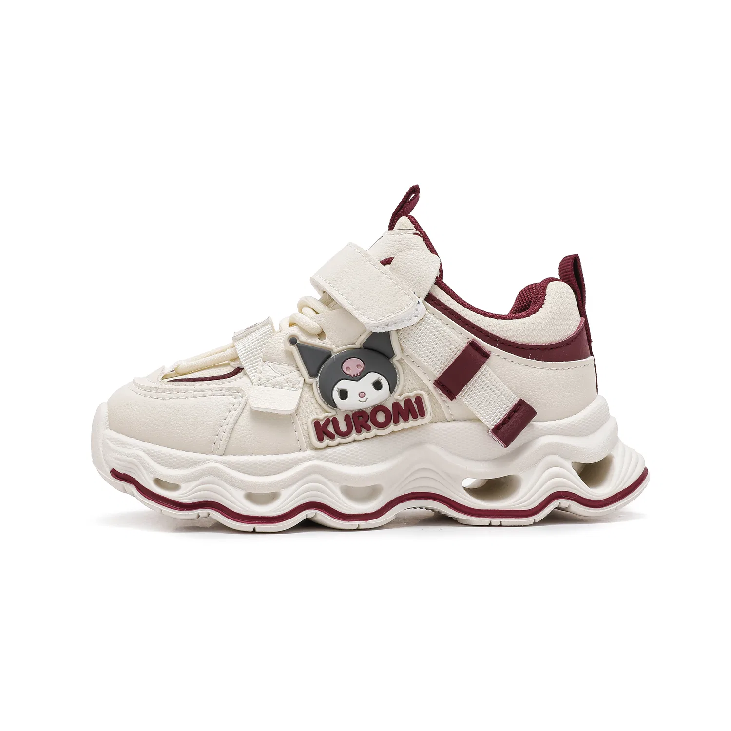 Детские повседневные кроссовки с принтом Kuromi Sanrio, Beige Burgundy