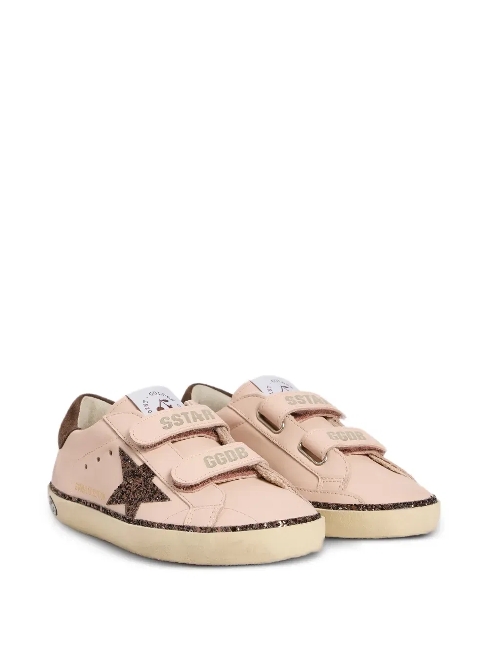 Кроссовки Bonpoint X Golden Goose Oldschool на липучках со звездой с блестками, розовый
