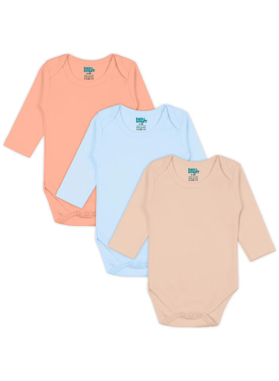 Боди-комбинезон с длинным рукавом комплект 3 шт Babies Basic, синий