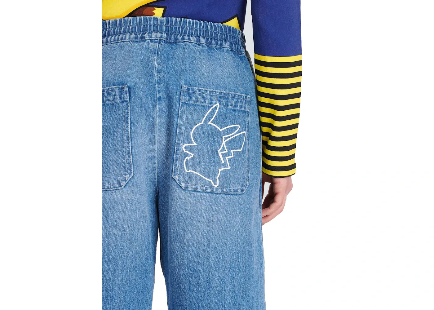 Мужские джинсы из нейлона с карго-карманами Balmain x Pokemon, Blue — фото 2