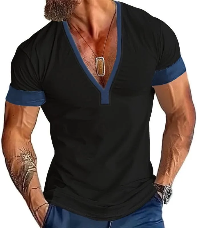 

Мужская футболка с V-образным вырезом, легкая, Slim Fit, с эластичным низом CHXLQQX