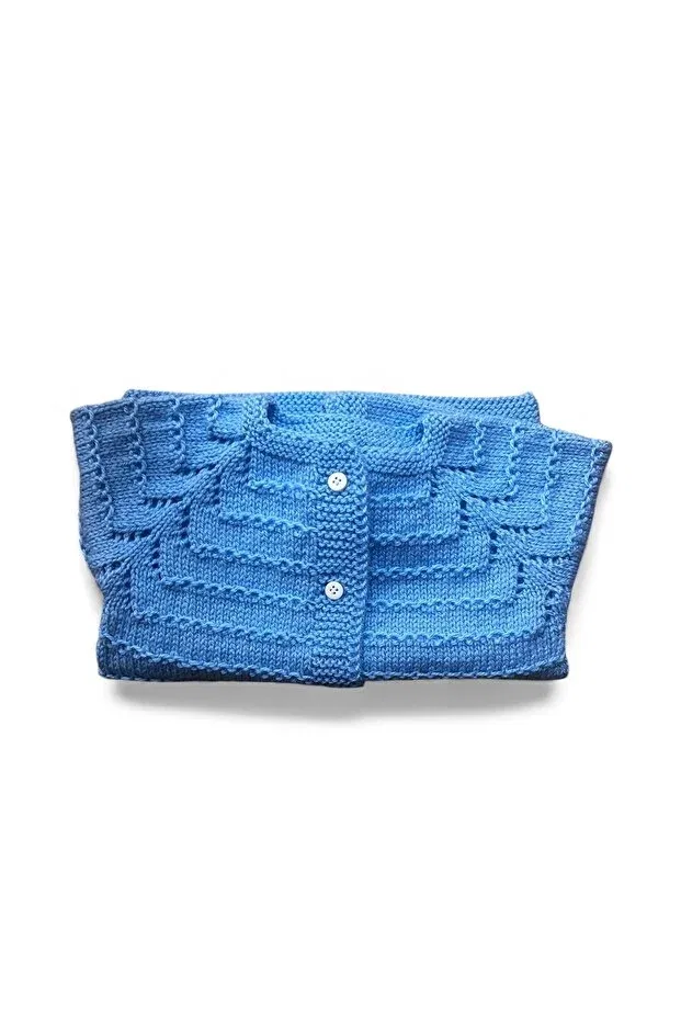 Детский кардиган с узором Hand Knitted Waterway Patterned Pafuli, Blue — фото 4