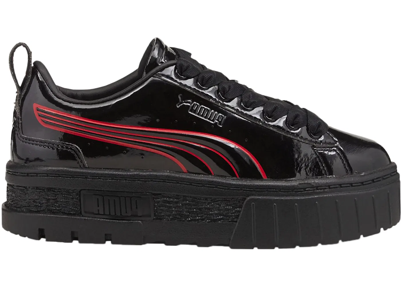 Детские кроссовки с принтом Puma Mayze Puma, Patent Black/Red
