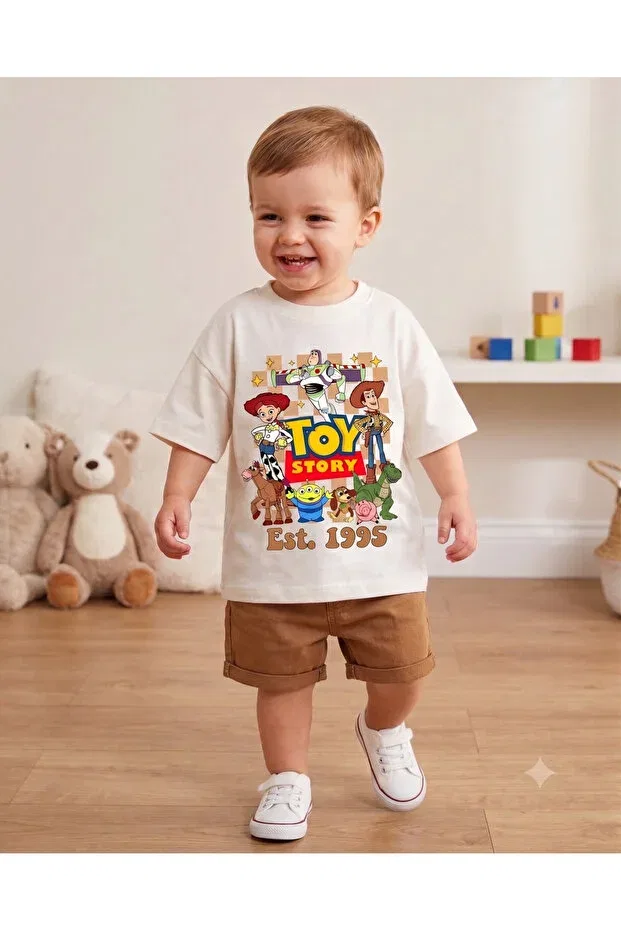 Детская футболка оверсайз с принтом Toy Story Cartoon Themed, Babytex, Ecru — фото 2