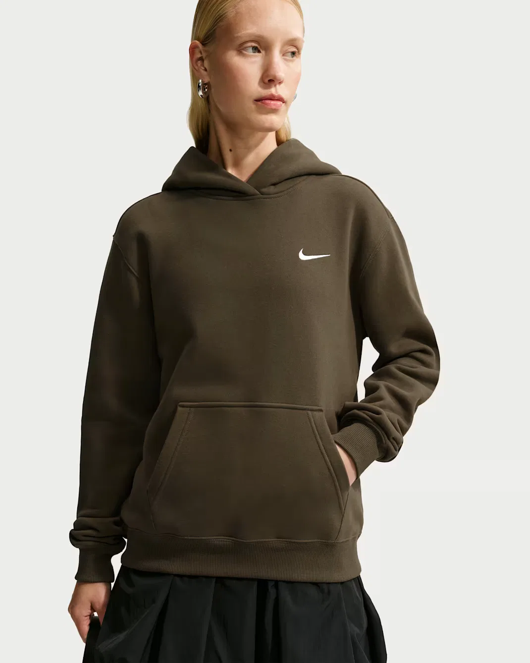 Женская толстовка с капюшоном Nike Studio Fleece Medium Weight, Dark Hazel/Sail — фото 3