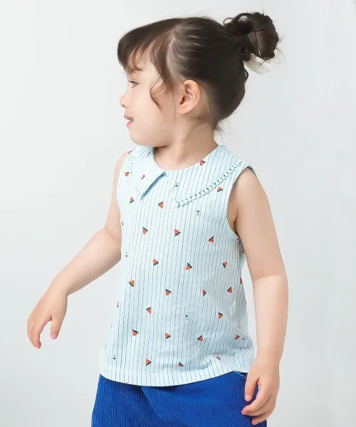Детская футболка без рукавов с принтом Summer Fruits moimoln, Light Blue