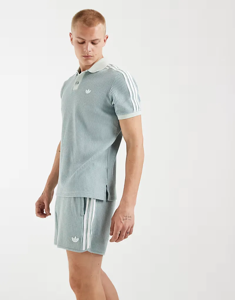 Спортивные шорты Adidas Originals с вафельной текстурой, шалфейно-зеленый — фото 4