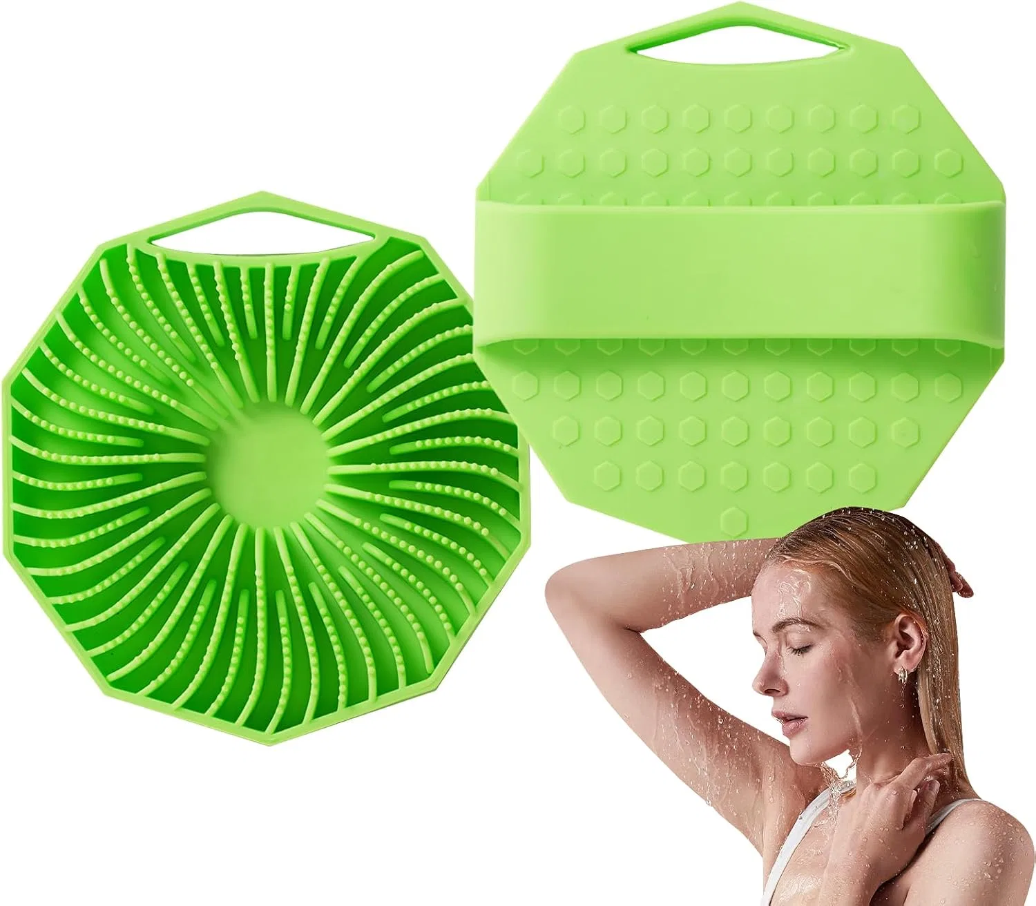 Скраб-щетка для тела, Silicone Body Scrubber, 2 шт, зеленый Generisch