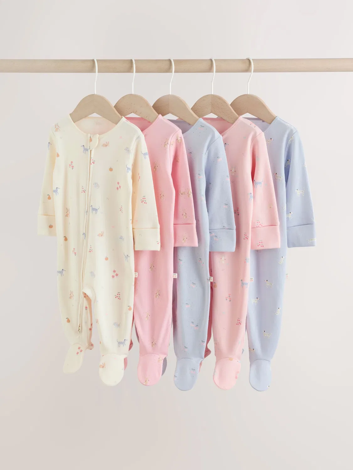 Комплект боди с длинным рукавом и слипов, 5 шт, Multi Pastel Character Next, мульти пастель