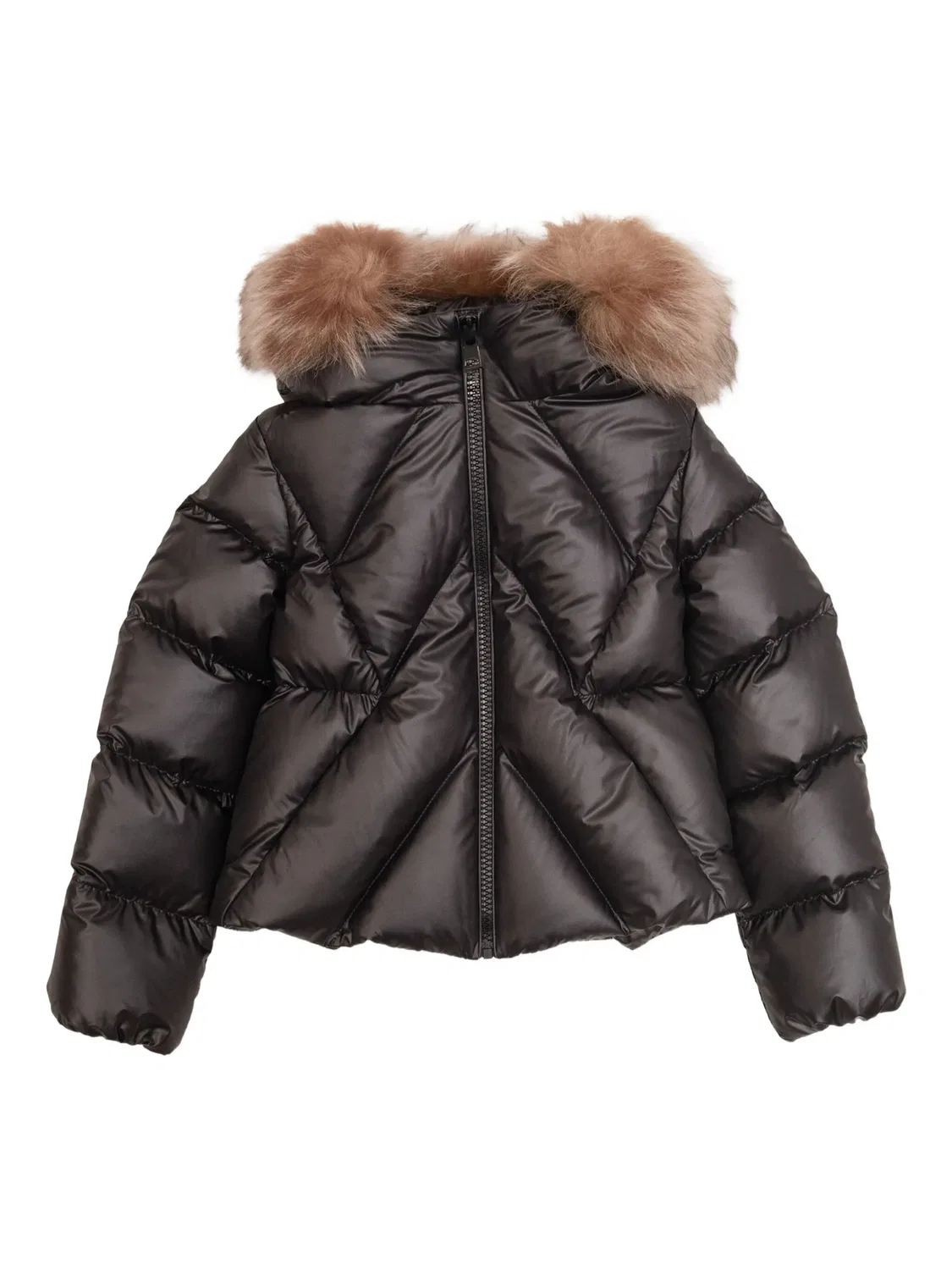 Куртка с отделкой из меха и стеганым дизайном Moncler, черный