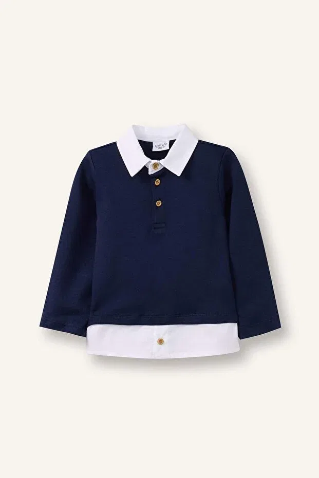 Детская футболка для мальчиков хлопковая Defacto, Navy Blue-Nv31