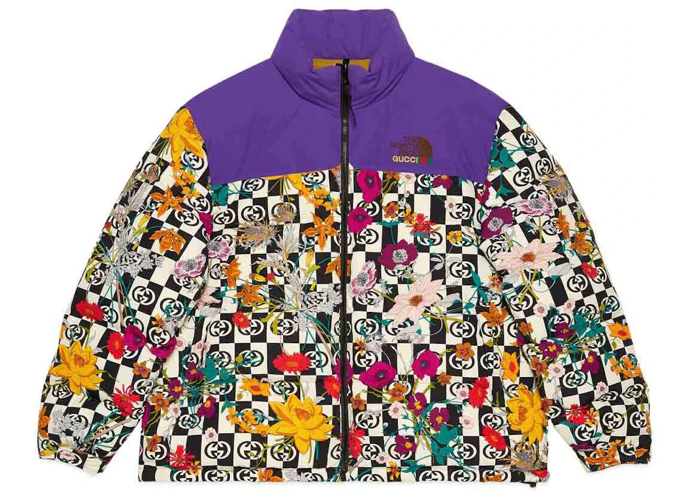 Мужская пуховая куртка с принтом Floral Down Jacket Gucci, Purple Floral
