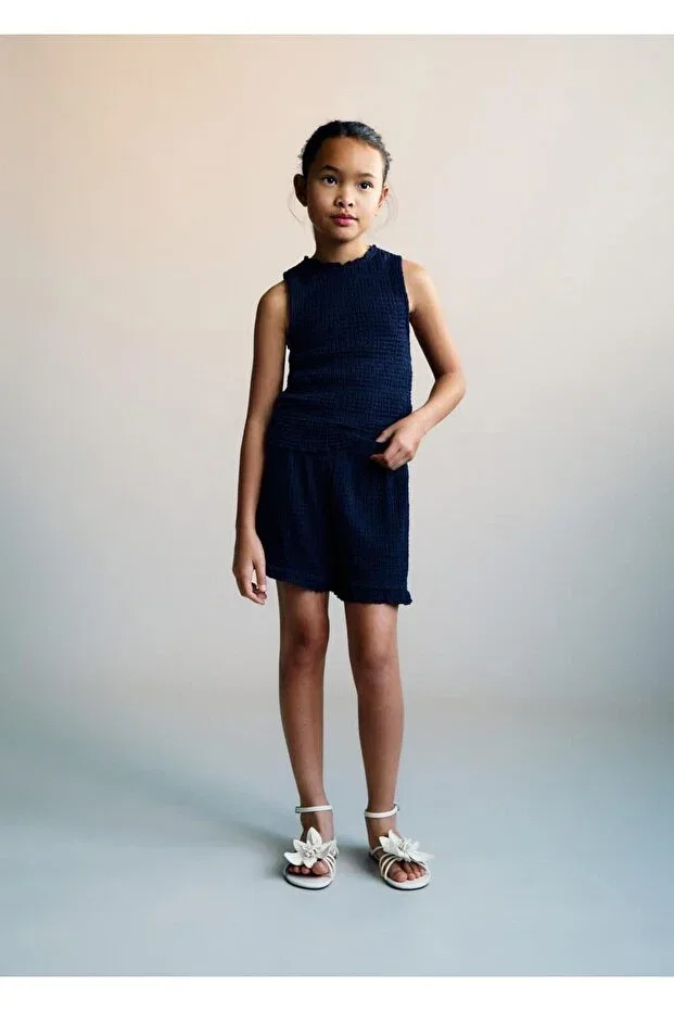 Детские шорты для девочек с завышенной талией Mango Kids, Navy Blue