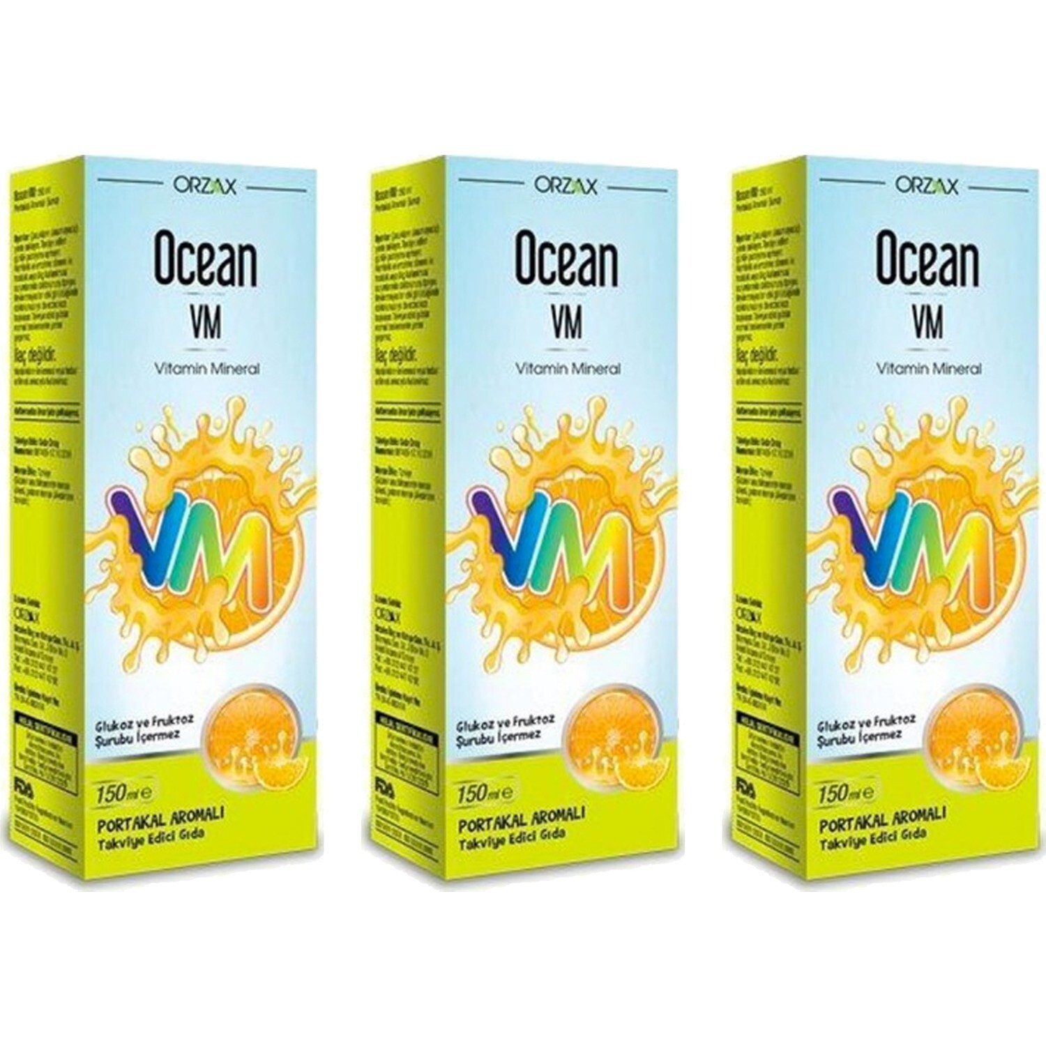 

Сироп Orzax Ocean Vm Vitamin Mineral со вкусом апельсина, 3 x 150 мл