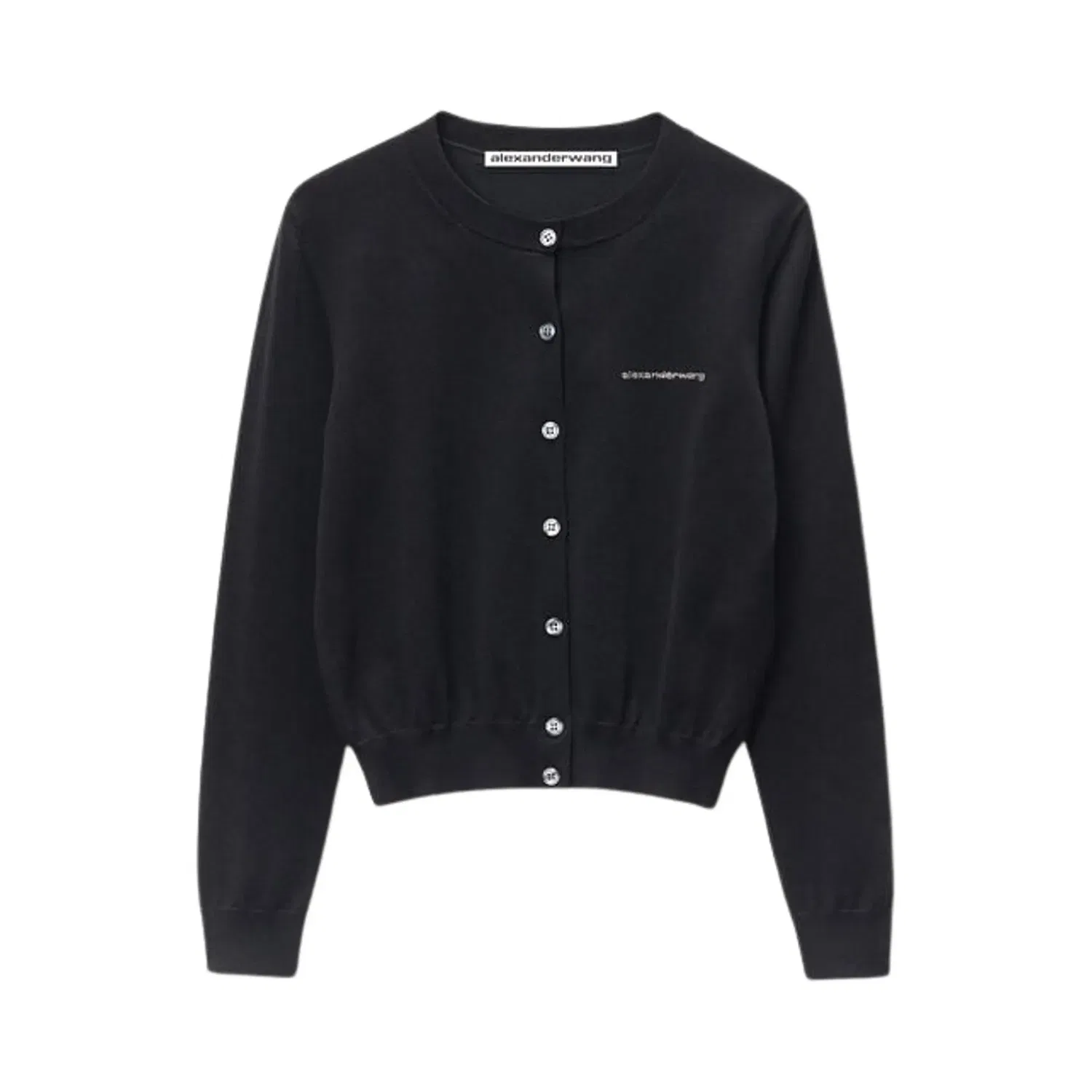 Кардиган Alexander Wang с длинными рукавами и круглым вырезом, с логотипом Hotfix, черный