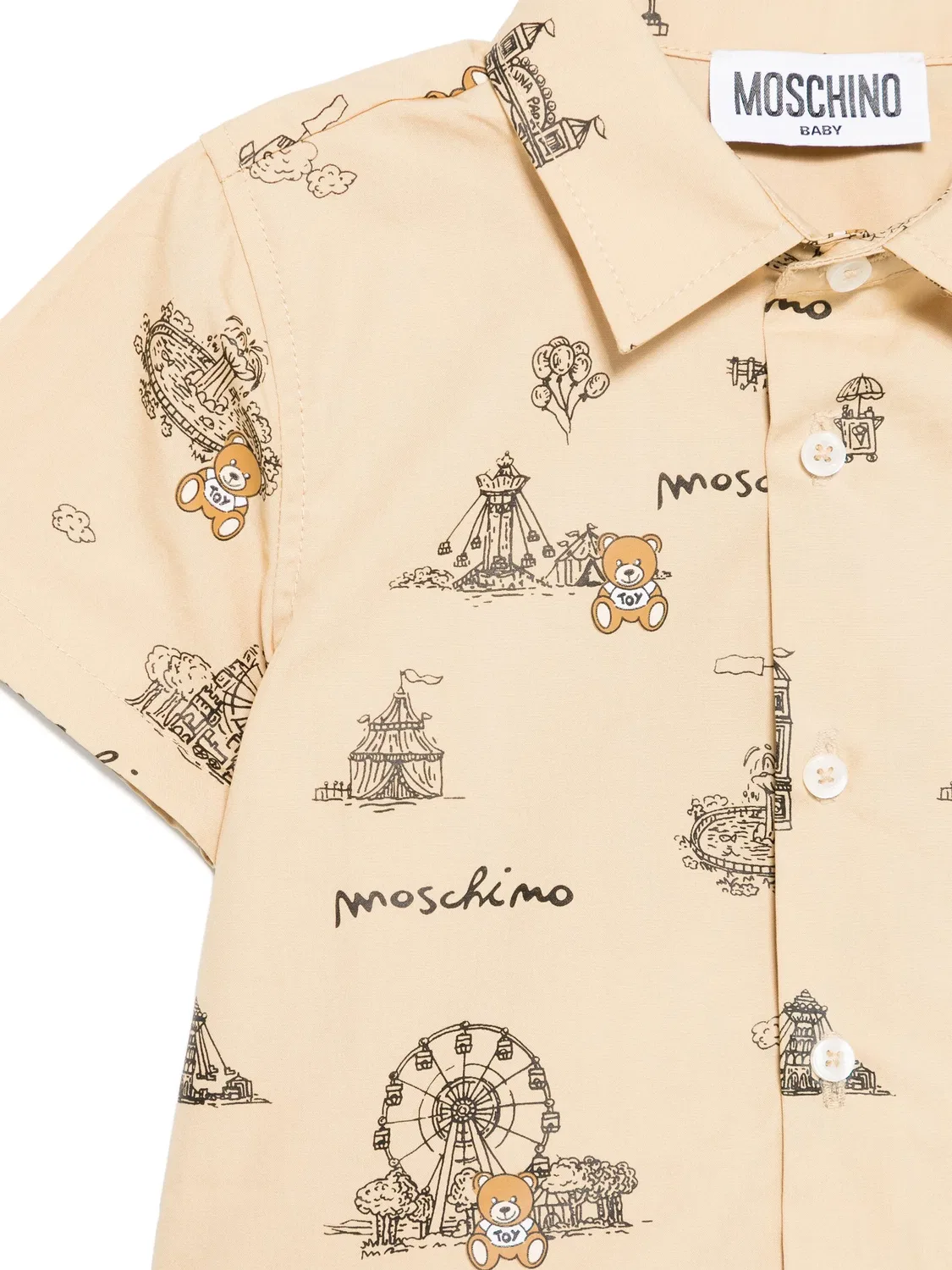 Рубашка с принтом Teddy-Bear Moschino, нейтральные — фото 2