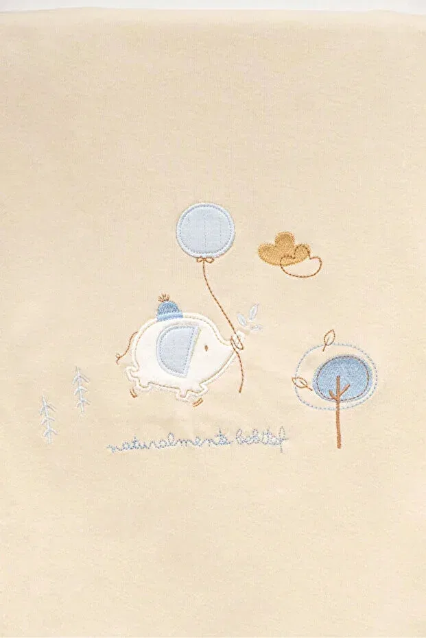 Детский комплект одежды для новорожденных с вышивкой слоников Stork Bundle, Blue — фото 3