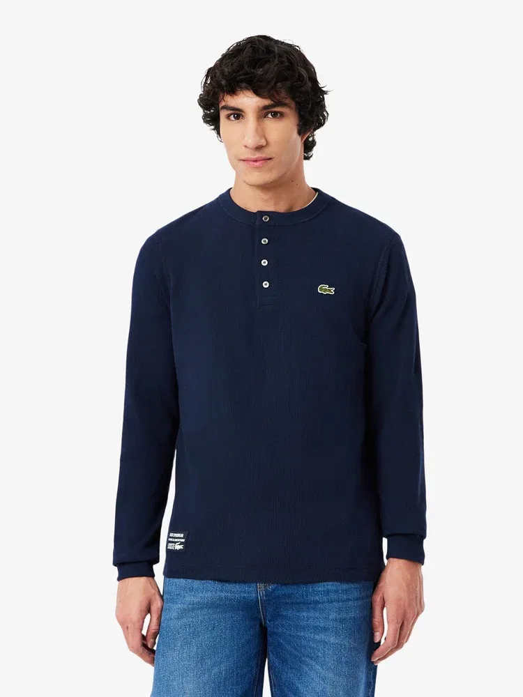 Футболка с длинным рукавом вафельная LACOSTE, Navy