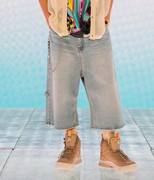 Детские джинсовые шорты свободного кроя с широкими штанинами BULKY WIDE DENIM SHORT, youthbath, Light Blue