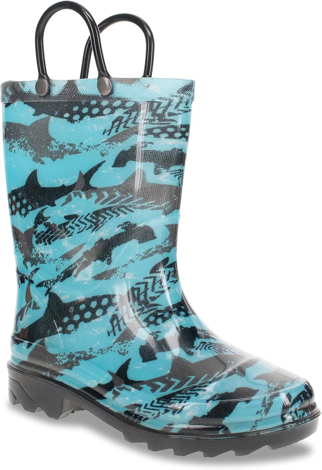 Детские сапоги дождевые с подсветкой и ручками Western Chief, Grunge Shark