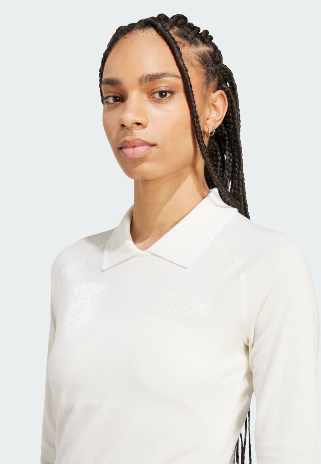 Футболка с длинным рукавом Polo Adidas Originals, слоновая кость — фото 4