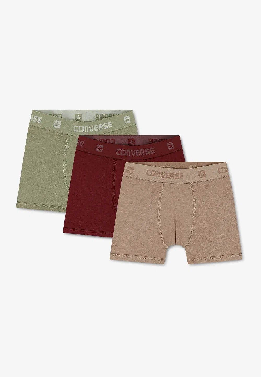 Классический набор из 3 боксерских трусов для мальчиков Converse, Beige/Red/Green