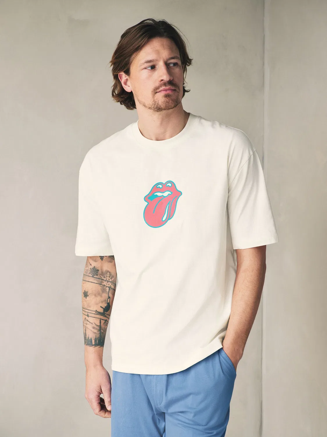 Пижама с принтом The Rolling Stones Next, белый — фото 3